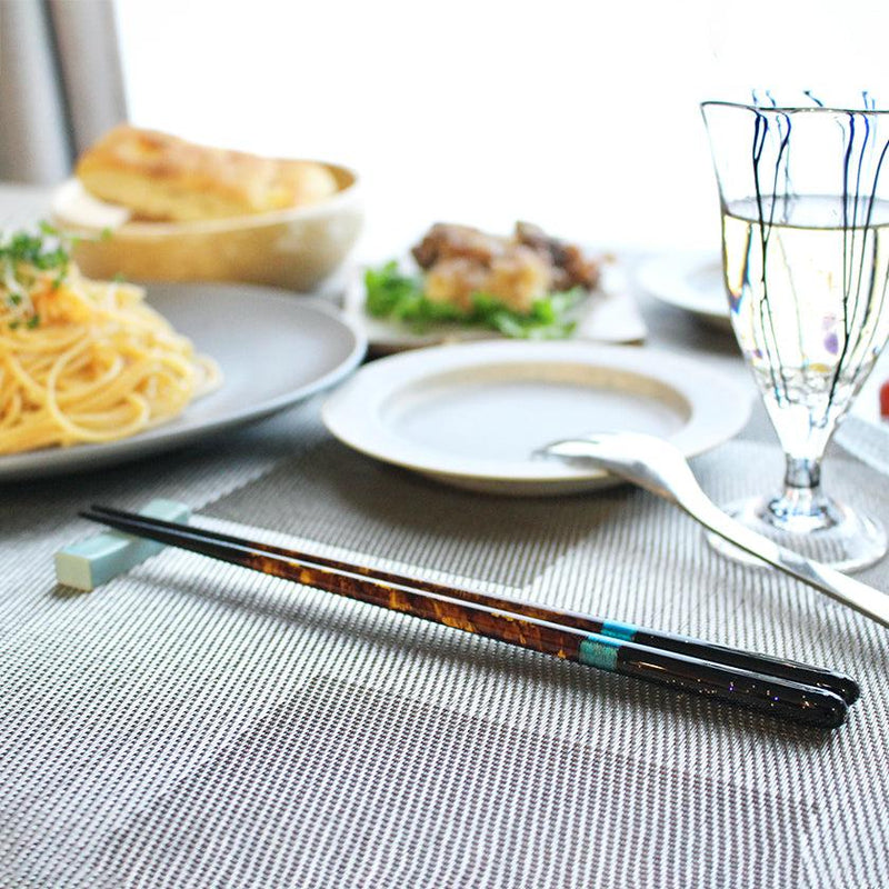 [CHOPSTICKS] NIGHT SKY YOI WITH CHOPSTICK REST (22.5cm) | CRYSTAL | WAKASA LACQUERWARE