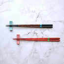 [CHOPSTICKS] PAIR NIGHT SKY WITH CHOPSTICK REST (22.5cm) | CRYSTAL | WAKASA LACQUERWARE