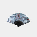 [HAND FAN] BLUE KUMADORI (KABUKI MAKE UP) | NAGOYA FOLDING FAN | SUEHIRODO