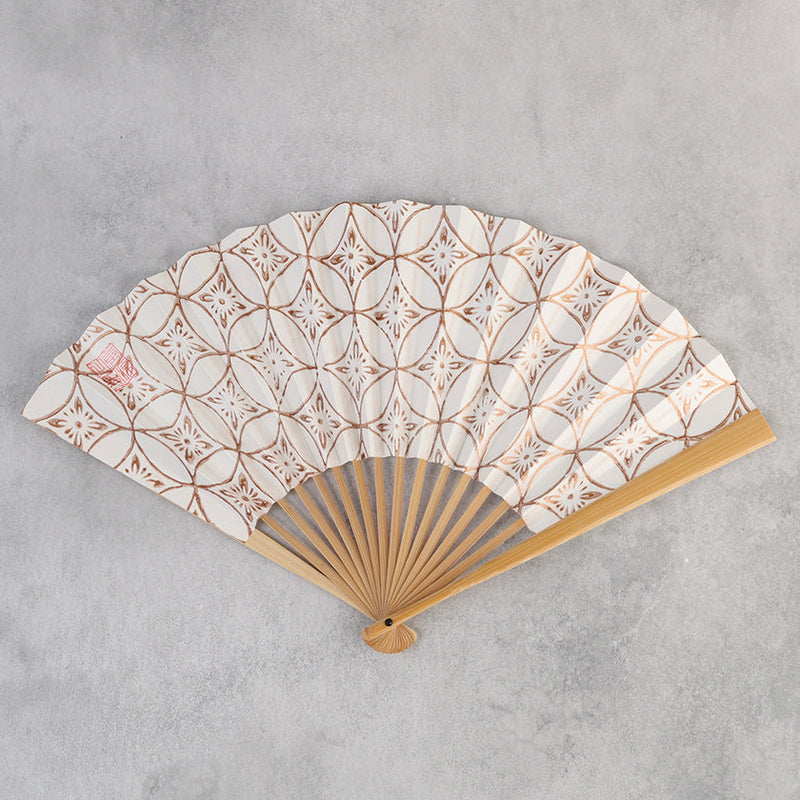 [HAND FAN]  SMALL FLOWER SHIPPO PATTERN | KARAKAMI | KARAGEN