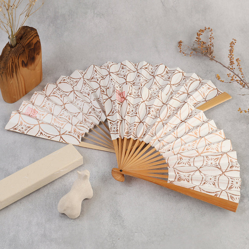 [HAND FAN]  SMALL FLOWER SHIPPO PATTERN | KARAKAMI | KARAGEN