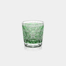 [ROCKS GLASS] HISHI-HANA (GREEN) BY HIDEAKI SHINOZAKI MASTER OF TRADITIONAL CRAFTS | EDO KIRIKO | KAGAMI CRYSTAL