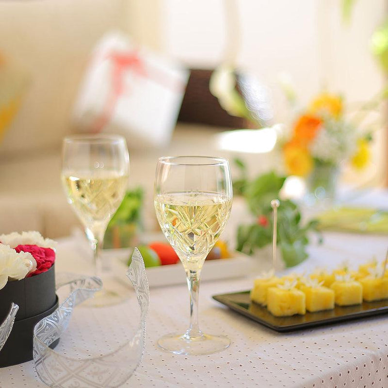 [GLASS] PAIR OF WINE GLASSES 'BONHEUR' | CRYSTAL GLASS | KAGAMI CRYSTAL