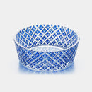 [LARGE BOWL] LAYERED BAMBOO FENCE (BLUE) | EDO KIRIKO | KAGAMI CRYSTAL