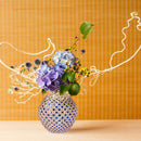 [VASE] ROUND VASE OCTAGONAL BASKET WEAVE (AZURE COLOR) | EDO KIRIKO | KAGAMI CRYSTAL