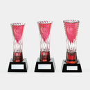 [TROPHY] TROPHY (RED) BAMBOO LEAVES & TETRAGONAL BASKET WEAVE | EDO KIRIKO | KAGAMI CRYSTAL