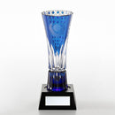 [TROPHY] TROPHY (BLUE) BAMBOO LEAVES & TETRAGONAL BASKET WEAVE | EDO KIRIKO | KAGAMI CRYSTAL