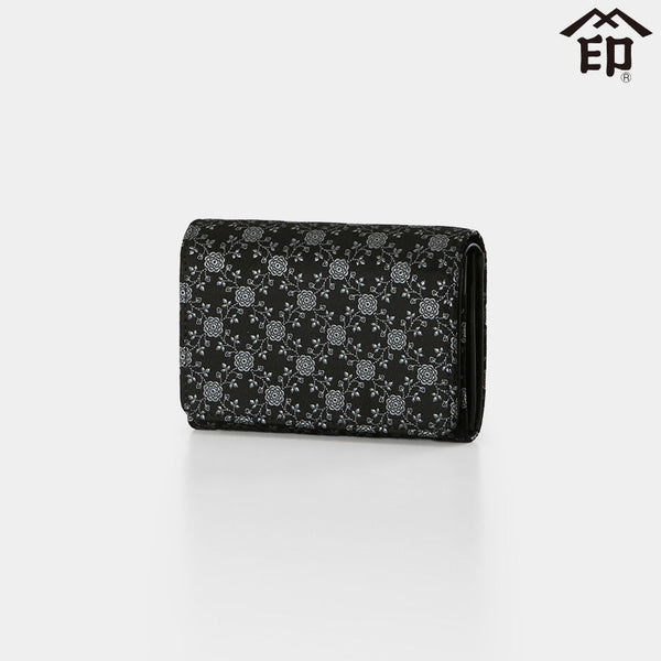 [WALLET] BUNDLE WALLET D ENGLISH ROSE (BLACK BASECOAT WITH GRAY LACQUER) | KOUSHU INDEN (LACQUERED DEERSKIN CRAFTS)| INDEN-YA