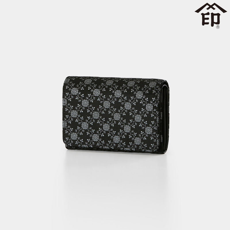 [WALLET] BUNDLE WALLET D ENGLISH ROSE (BLACK BASECOAT WITH GRAY LACQUER) | KOUSHU INDEN (LACQUERED DEERSKIN CRAFTS)| INDEN-YA