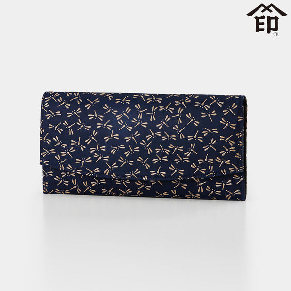 [WALLET] BUNDLE WALLET D DRAGONFLY (NAVY BLUE BASECOAT WITH WHITE LACQUER) | KOUSHU INDEN (LACQUERED DEERSKIN CRAFTS)| INDEN-YA