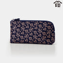 [POUCH] 15 FORGET-ME-NOT (NAVY BLUE BASECOAT WITH WHITE LACQUER) | KOUSHU INDEN (LACQUERED DEERSKIN CRAFTS)| INDEN-YA