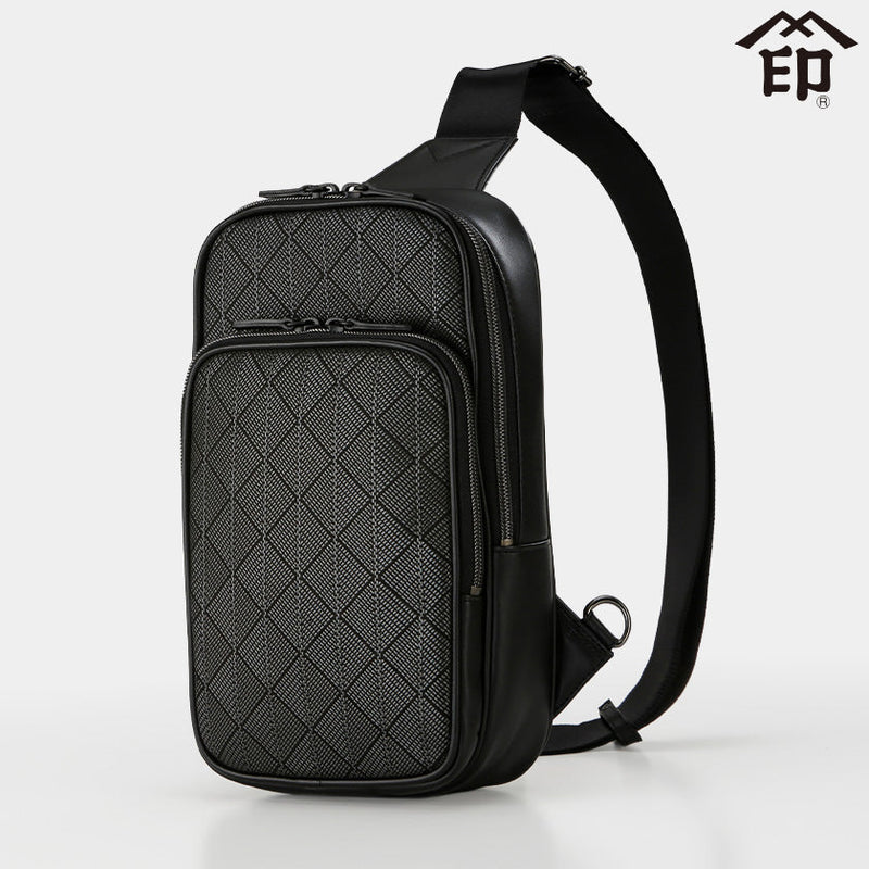 [SHOULDER BAG] ME-15 BAG CRYSTAL LINE (BLACK BASECOAT WITH GRAY LACQUER) | KOUSHU INDEN (LACQUERED DEERSKIN CRAFTS)| INDEN-YA