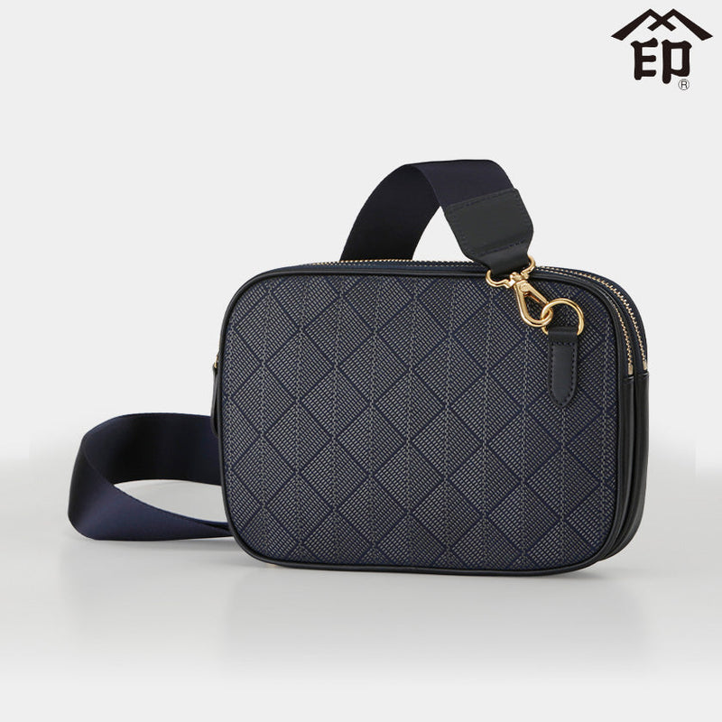 [POCHETTE] 24 CRYSTAL LINE (NAVY BASECOAT WITH GRAY LACQUER) | KOUSHU INDEN (LACQUERED DEERSKIN CRAFTS)| INDEN-YA