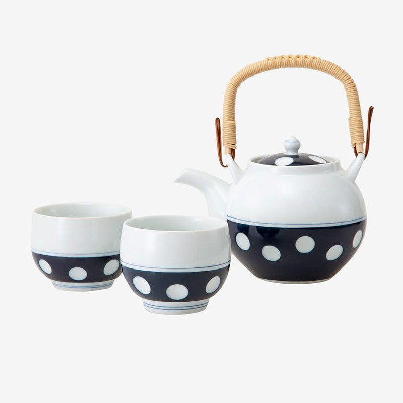 [JAPANESE TEA POT & CUPS SET] POLKA DOTS JAPANESE-TEA-ROOM | HASAMI WARES| SAIKAI TOKI