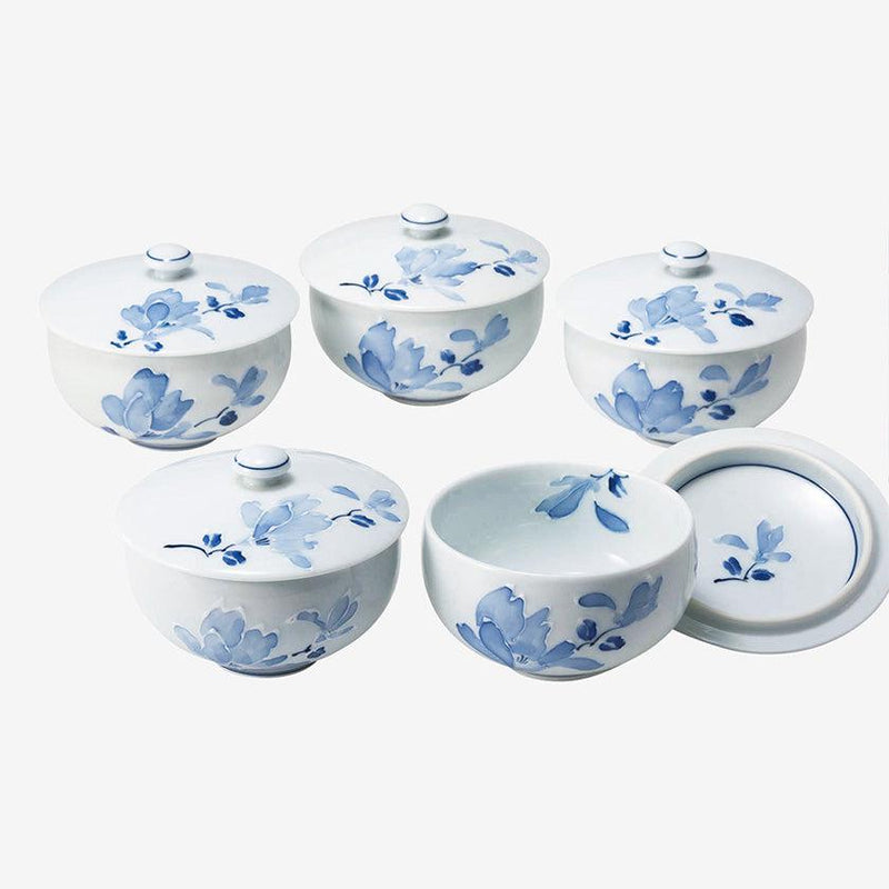 [TEA CUP SETS] TSUJIGAHANA WITH LID SET OF 5 | HASAMI WARES| SAIKAI TOKI