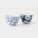 [BOWL SETS] INDIGO FLOWER PAIR | HASAMI WARES| SAIKAI TOKI