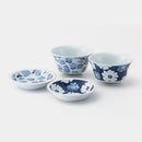 [DISH & BOWL SETS] INDIGO FLOWER PAIR | HASAMI WARES| SAIKAI TOKI