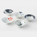 [BOWL SETS] ANTIQUE DYED PICTURE (S) SET OF 5 | HASAMI WARES| SAIKAI TOKI
