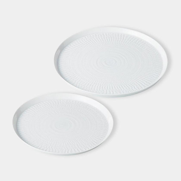 [DISH] SCULPTURE-PATTERN (WHITE PORCERIN) ROUND PLATE | HASAMI WARES| SAIKAI TOKI