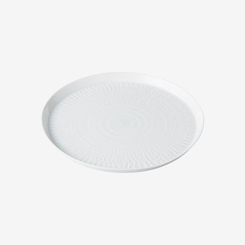 [DISH] SCULPTURE-PATTERN (WHITE PORCERIN) ROUND PLATE | HASAMI WARES| SAIKAI TOKI
