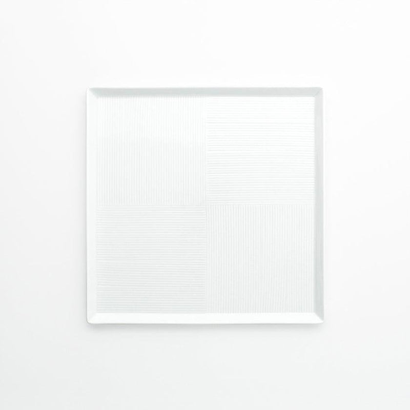 [DISH] SCULPTURE-PATTERN (WHITE PORCERIN) SQUARE PLATE (M) | HASAMI WARES| SAIKAI TOKI