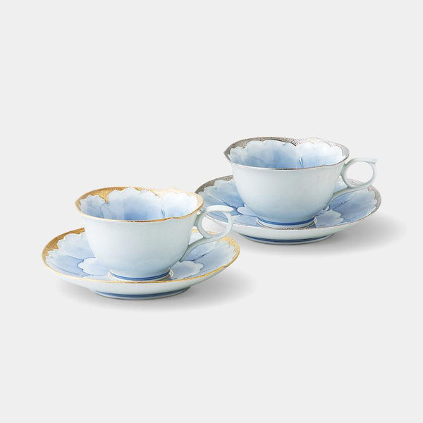 [CUP SETS] PLATINUM MOUTAN COFFEE CUP PAIR | HASAMI WARES| SAIKAI TOKI