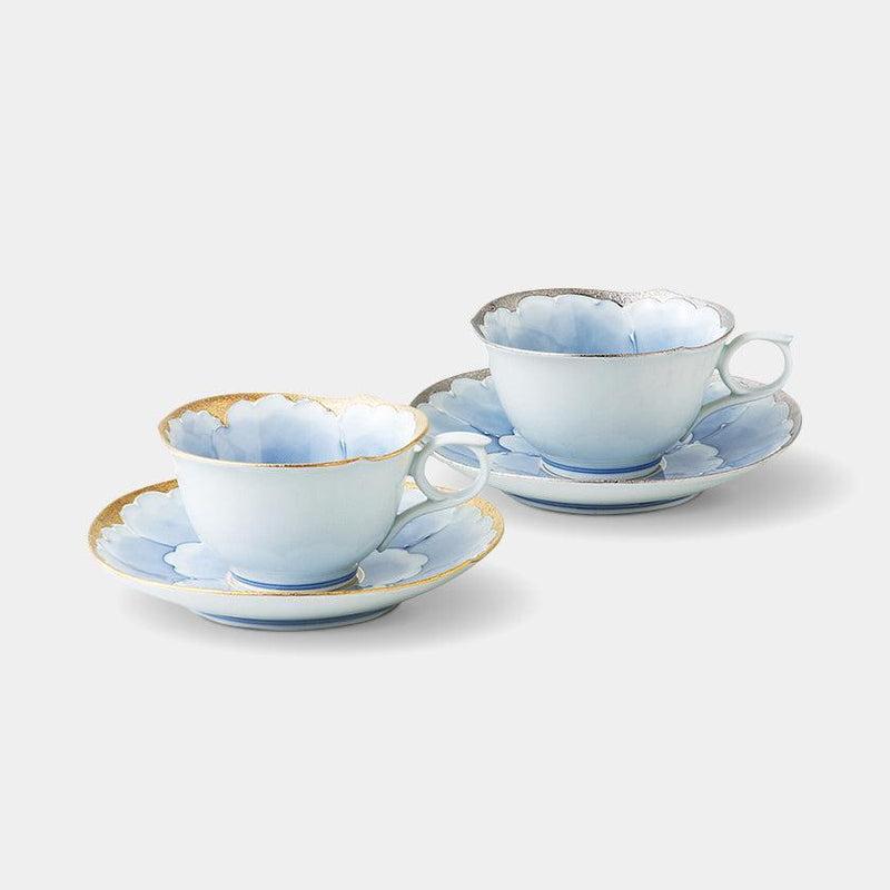 [CUP SETS] PLATINUM MOUTAN COFFEE CUP PAIR | HASAMI WARES| SAIKAI TOKI