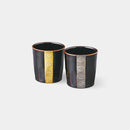 [CUP SETS] GOLD AND SILVER LINE ROCK CUP PAIR | HASAMI WARES| SAIKAI TOKI