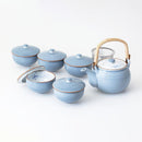 [JAPANESE TEA POT & CUPS] GRAY ORCHID WITH LID SET OF 6 | HASAMI WARES| SAIKAI TOKI
