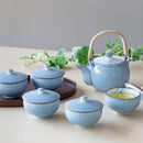 [JAPANESE TEA POT & CUPS] GRAY ORCHID WITH LID SET OF 6 | HASAMI WARES| SAIKAI TOKI