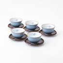 [JAPANESE TEA CUP] GRAY ORCHID WITH SAUCER SET OF 5 | HASAMI WARES| SAIKAI TOKI