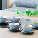 [JAPANESE TEA CUP] GRAY ORCHID WITH SAUCER SET OF 5 | HASAMI WARES| SAIKAI TOKI