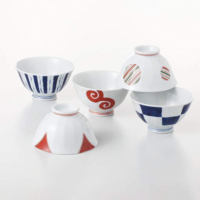[RICE BOWL] SOMENISHIKI-MODERN SET OF 5 | HASAMI WARES| SAIKAI TOKI