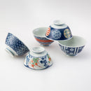 [RICE BOWL] SOMENISHIKI-PATTERN SET OF 5 | HASAMI WARES| SAIKAI TOKI