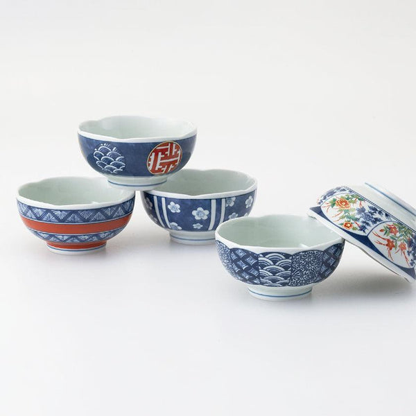 [BOWL] SOMENISHIKI-PATTERN SIDE DISH SET OF 5 | HASAMI WARES| SAIKAI TOKI