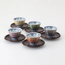 [JAPANESE TEA CUPS] KO-IMARI WITH SAUCER SET OF 5 | HASAMI WARES| SAIKAI TOKI
