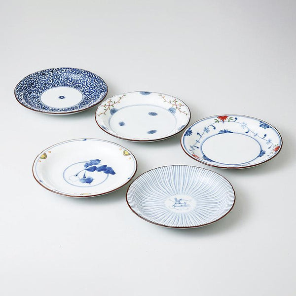 [DISH] SOMENISHIKI PICTURE SET OF 5 | HASAMI WARES| SAIKAI TOKI