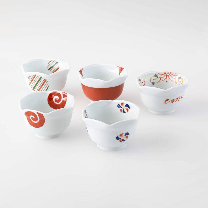 [BOWL] NISHIKI PICTURE HEXAGON (S) SET OF 5 | HASAMI WARES| SAIKAI TOKI