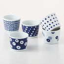 [CUP] INDIGO ROUND PATTERN LIGHT SET OF 5 | HASAMI WARES| SAIKAI TOKI