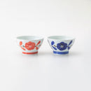 [RICE BOWL] CIRCLING FLOWERS PATTERN PAIR | HASAMI WARES| SAIKAI TOKI