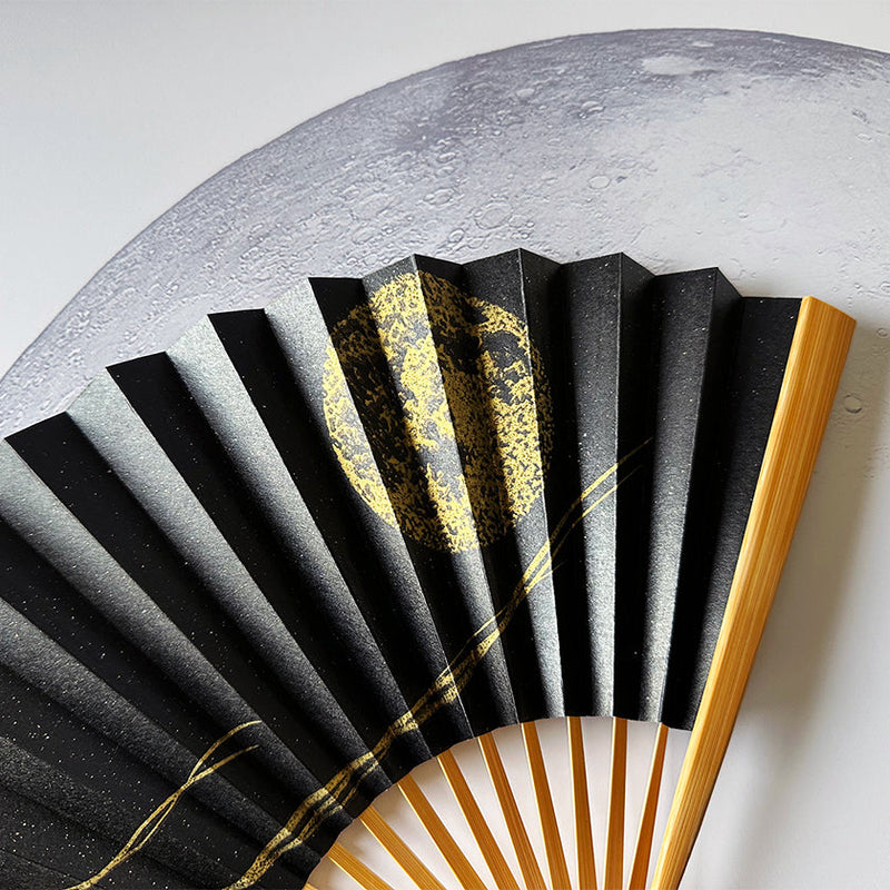 [HAND FAN] MOON-THINKING FULL MOON (STARRY SKY) | KARAKAMI (JAPANESE PAPER)｜KEIBIFUGETSU