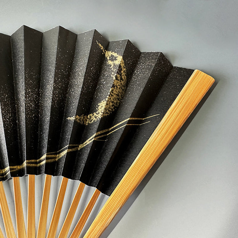 [HAND FAN] MOON-THINKING CRESCENT MOON (MILKY WAY) | KARAKAMI (JAPANESE PAPER)｜KEIBIFUGETSU