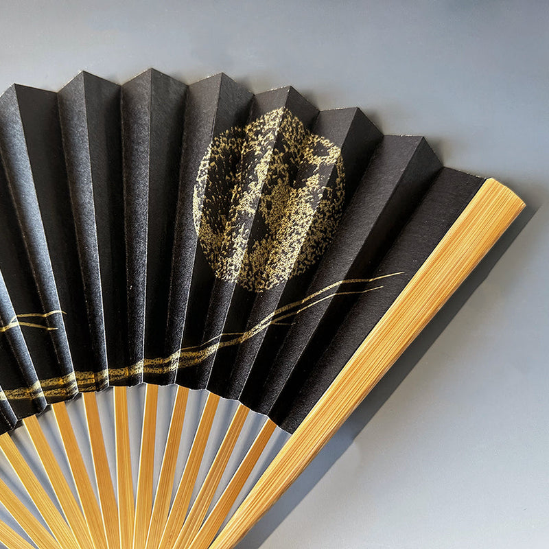 [HAND FAN] MOON-THINKING FULL MOON | KARAKAMI (JAPANESE PAPER)｜KEIBIFUGETSU