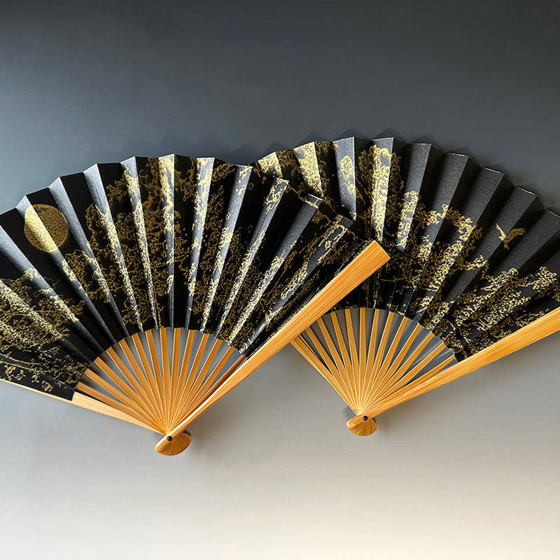 [HAND FAN] JAPANESE CYPRESS MOON-THINKING | KARAKAMI (JAPANESE PAPER)｜KEIBIFUGETSU