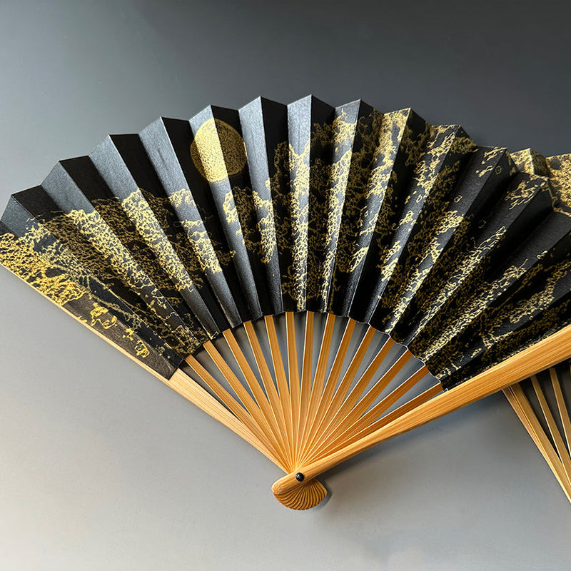 [HAND FAN] JAPANESE CYPRESS MOON-THINKING | KARAKAMI (JAPANESE PAPER)｜KEIBIFUGETSU