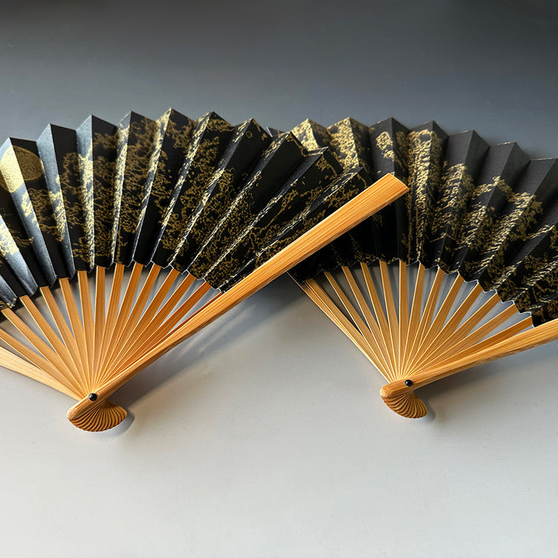[HAND FAN] JAPANESE CYPRESS MOON-THINKING | KARAKAMI (JAPANESE PAPER)｜KEIBIFUGETSU