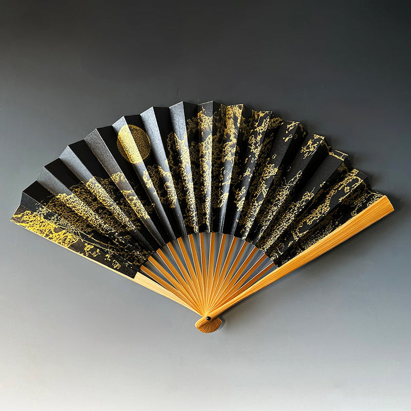 [HAND FAN] JAPANESE CYPRESS MOON-THINKING | KARAKAMI (JAPANESE PAPER)｜KEIBIFUGETSU
