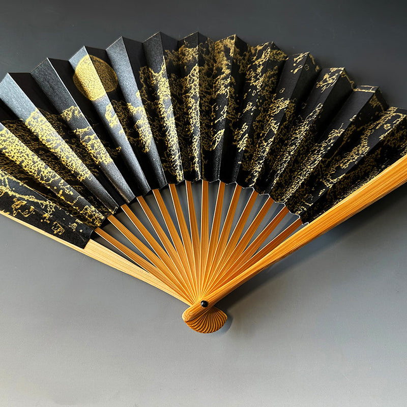 [HAND FAN] JAPANESE CYPRESS MOON-THINKING | KARAKAMI (JAPANESE PAPER)｜KEIBIFUGETSU