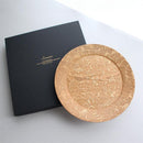 [LARGE PLATE (PLATTER)] RIMMED DISH - GRAPES ARABESQUE - LIGHT BROWN | PRINTING AND KYO-YUZEN ENGRAVING| SANSAI STUDIO