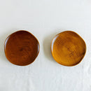 The photos show images of the aging process of lacquer.<br/>(L) freshly made (R) after half a year